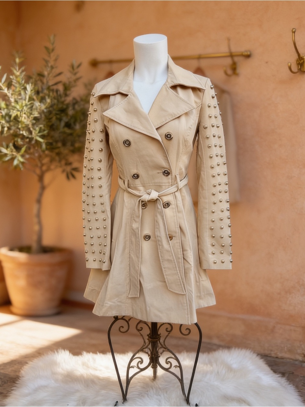 BEBE Studded Trench Coat Rare